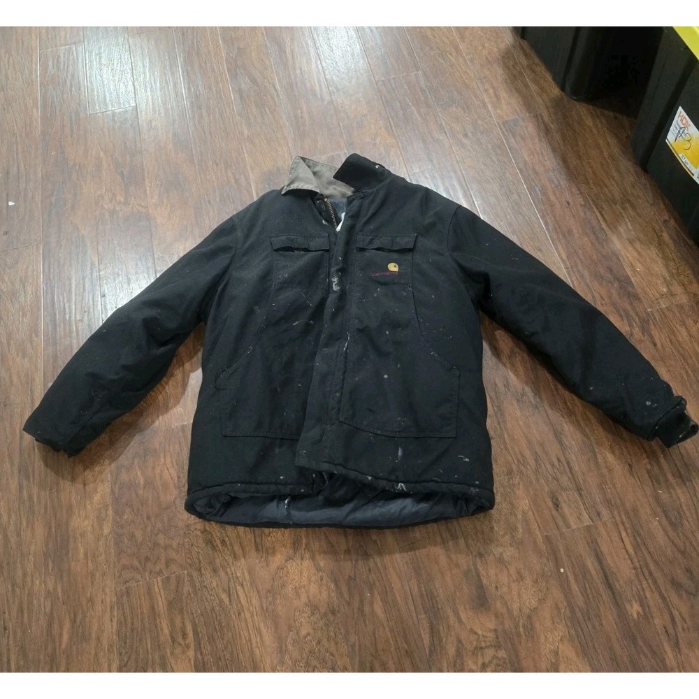 Vtg 90s Carhartt Detroit Quilt Lined Jacket Mens  Work Wear Black Chore‎